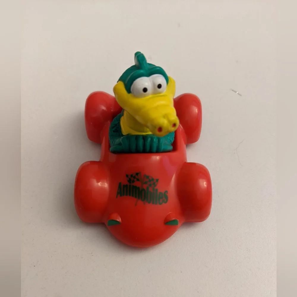 Vintage Hardee's Animobiles Toys 1996 Collectible Pair of Croc driving red cars